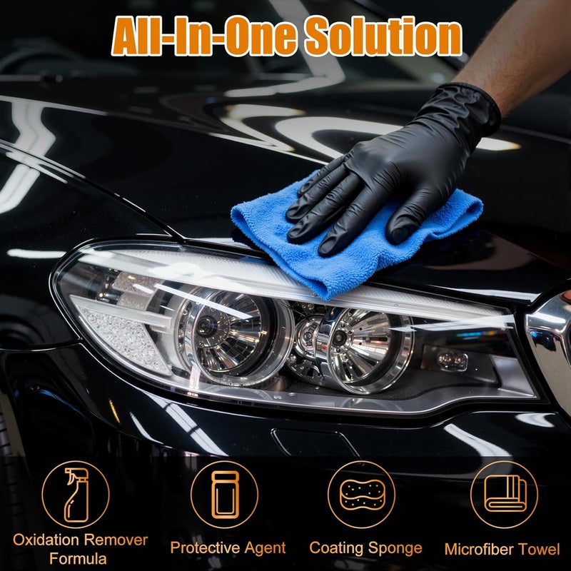Ciirvoe Automotive Headlight Restoration Kit - Refurbishing Fluid & Polishing Cleaner for Oxidized, Yellowed Headlamps, Enhanced Hydrophobic Coating for Superior Gloss & Protection on All Vehicles - Image 2